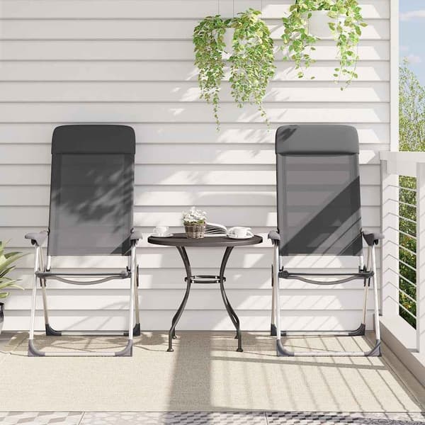 vidaXL Hopfällbara campingstolar, set om 2, grå, aluminium