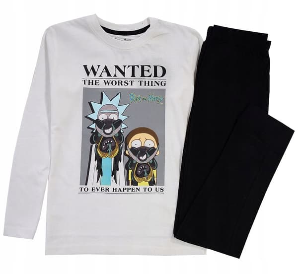 Rick and Morty drengepyjamas bomuld langærmet sort 134