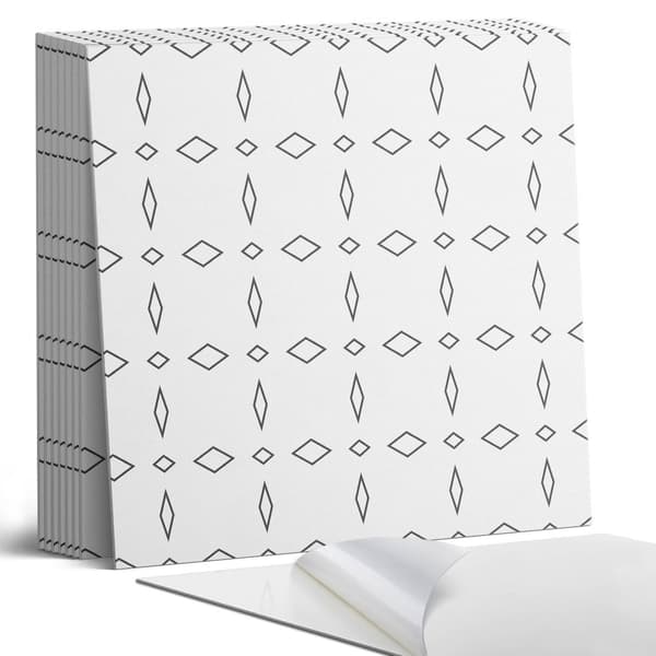 Klar til montering trykt vinylflisesæt, geometrisk rombemønster, 9x30x30 cm