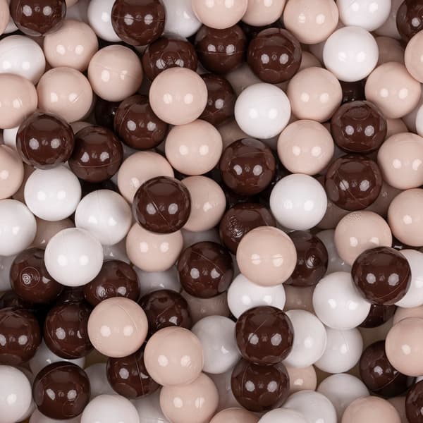KiddyMoon plastikbolde 7 cm pastel beige-brun-hvid 50 legetøjsbolde sæt