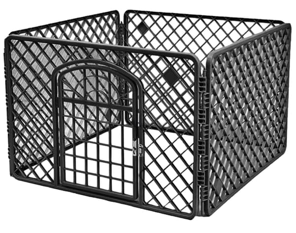 Hundebur, der måler 90x90x60 cm, sort.