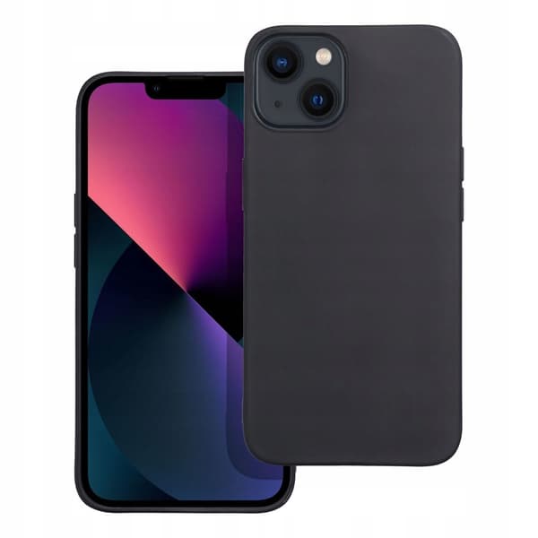 Etui til iPhone 13 Silikone Mat Sort Bagside Slim + 9H Glas