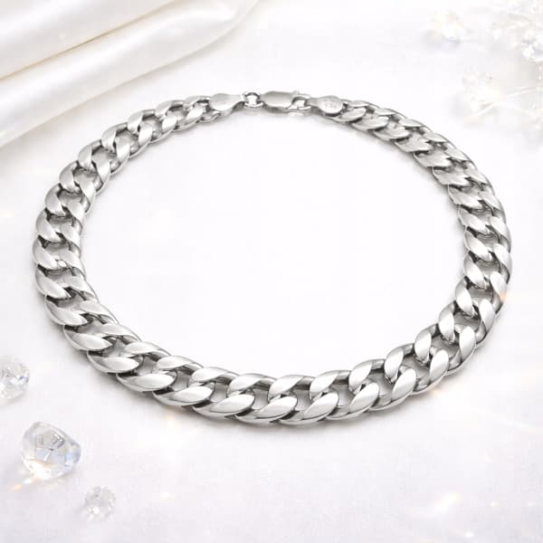 TJOCKT SILVER Herrarmband SILVER pr.925 SOLID 9mm DIAMANTSATT Italienskt