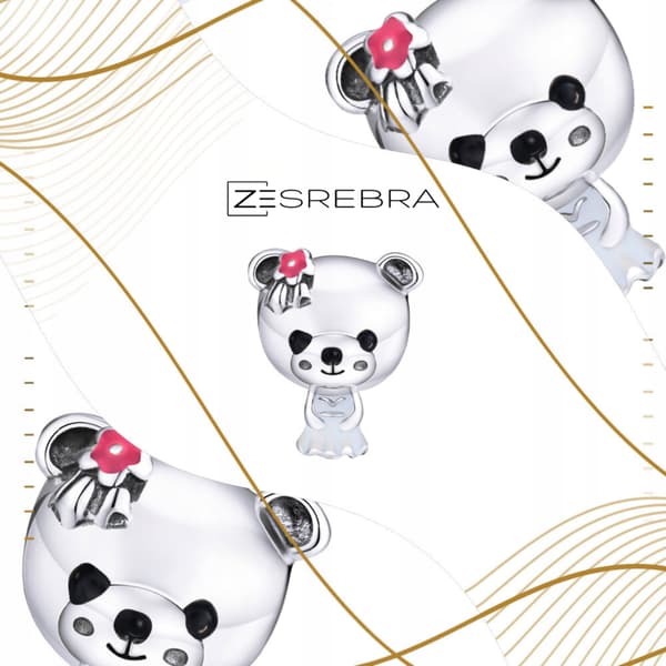 Berlocker Mrs. Teddy Bear pärla pärlor silver pr 925 bröllopsblomma björnklänning