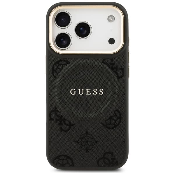 Guess Peony Hot Stamp MagSafe-etui til iPhone 17 Pro, sort