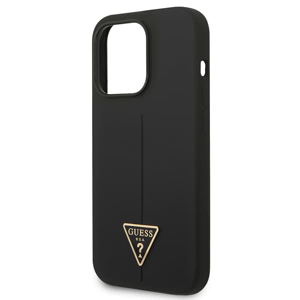 Guess Silikone Trekantet Logo Etui til iPhone 14 Pro Max, Sort