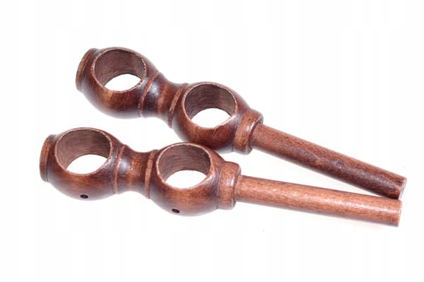 Dubbel träkonsol för gardinstång diameter 28 mm Mahogny 2 st