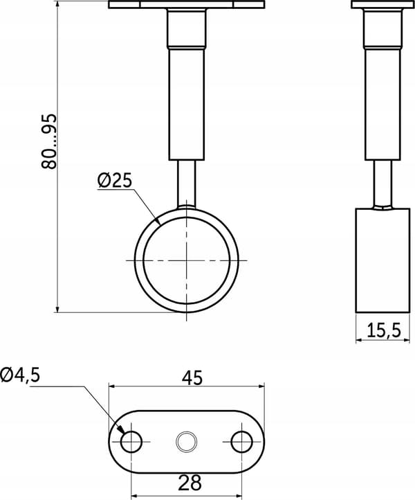 SÄÄDETTÄVÄ VÄLIPIDIN Ø25mm