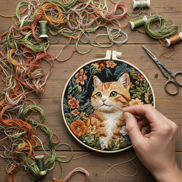 Kattebordurkitmed broderiering