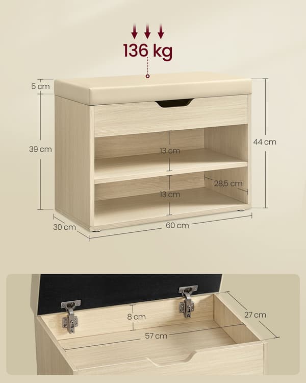 Beige skoskåp med förvaring