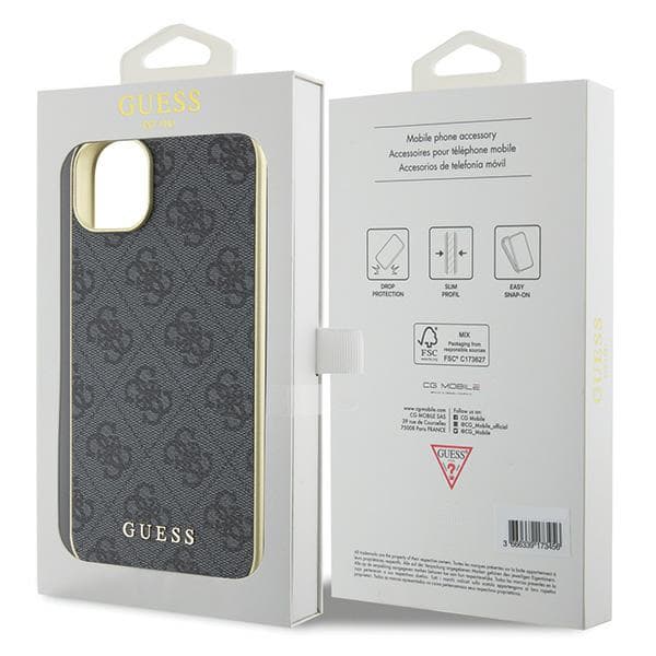 Guess 4G Charms Collection-skal till iPhone 15 Plus, grått
