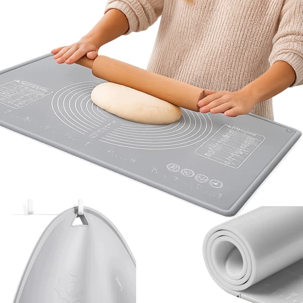 Silikone bageplade 70X50 CM Med kant, stor grå skridsikker måtte