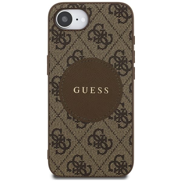 Guess 4G Circle Classic Logo-etui til MagSafe til iPhone 16e, brun