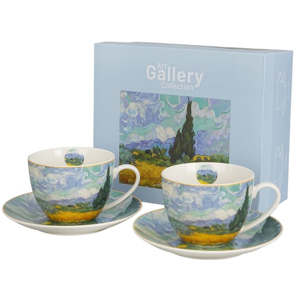 Sæt med 2 Van Gogh Hvedemarkskopper og underkopper 270 ml