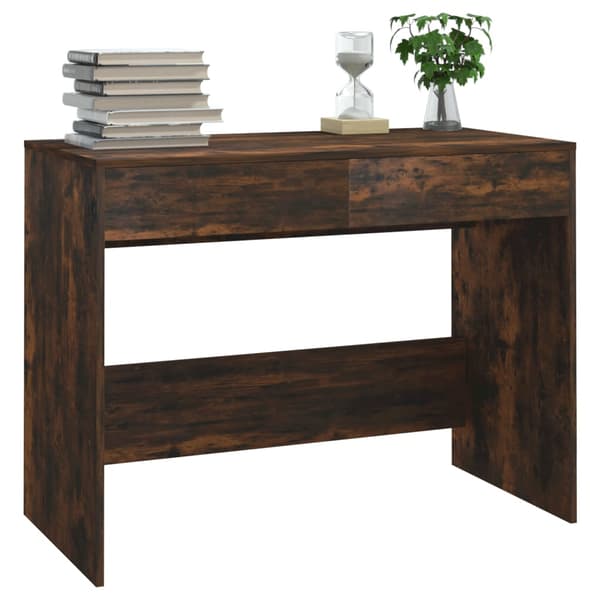 vidaXL skrivebord røget eg 101x50x76,5 cm spånplade