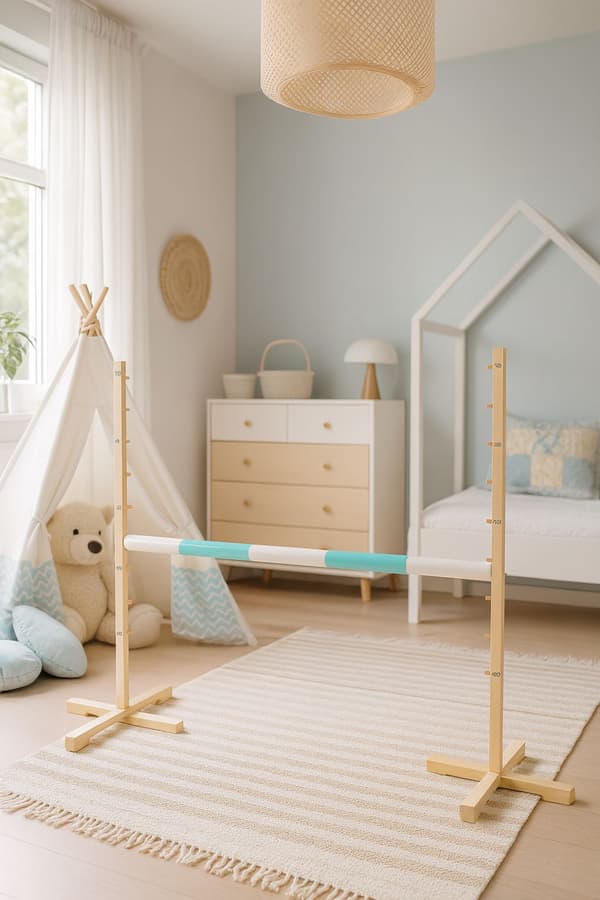 Hoppstängsel för hobbyhäst 120 cm, Mintgrå balk