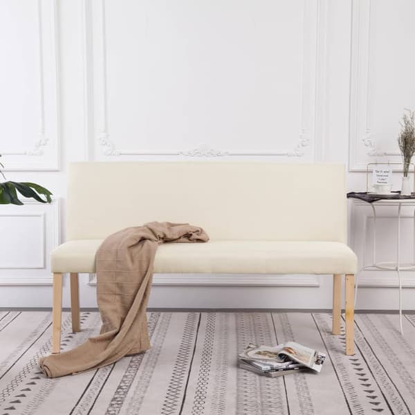 vidaXL bænk, 139,5 cm, cremefarvet, polyester