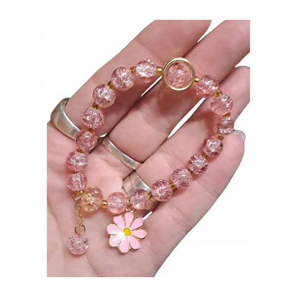 Pink Blomsterarmbånd med Elastik - Stilfuldt og Diskret