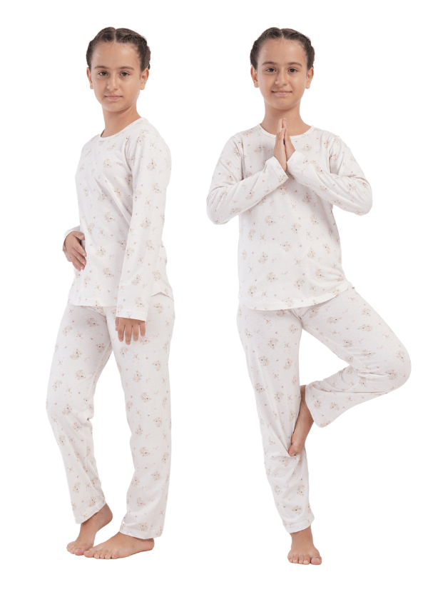 Flickpyjamas i bomull, långärmade och långbyxor, Vienetta 11/12 146