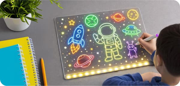 LED tegnebræt, oplyst bræt, lysende bræt, TIL børn, sæt