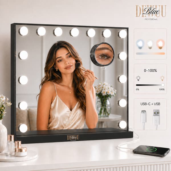 Hollywood sminkspegel 58x48 LED svart