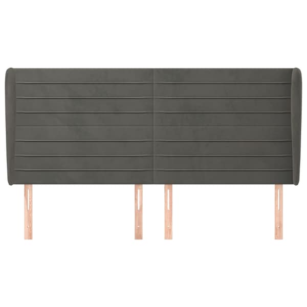 vidaXL Vingad sänggavel mörkgrå 183x23x118/128 cm sammet