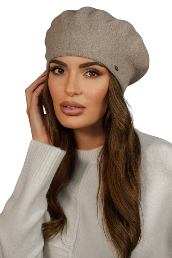Kamea-Kiang Dame Vinteruld Beret Mørk Beige