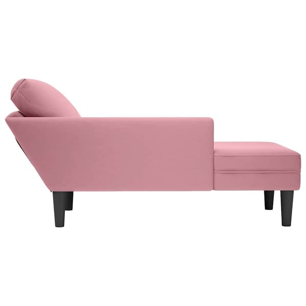 vidaXL Schäslong med kudde, rosa, sammet
