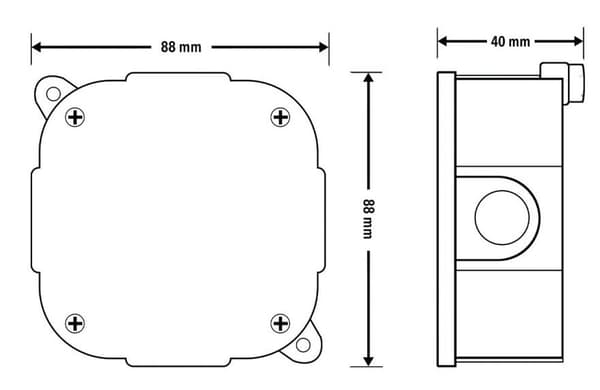 VIPLAST Hermetisk dåse til overflademontering til skruer 88x88x40 mm Sort IP44 1 stk.