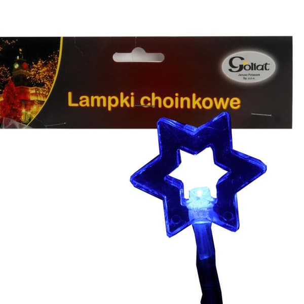 Blå LED-stjerner på klar ledning til juledekorationer