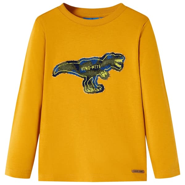 Børne langærmet T-shirt, okker, 128