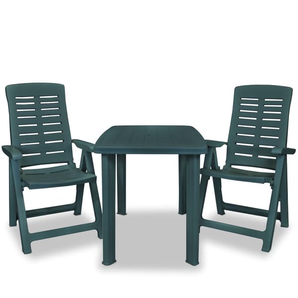 vidaXL 3-delat bistroset, plast, grön