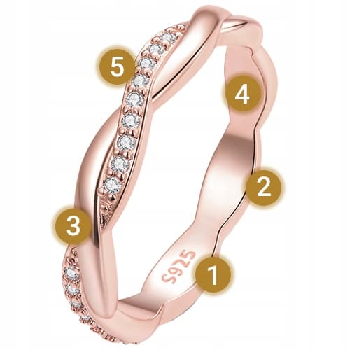 Ring S925 sølv størrelse 14 Rosaguld