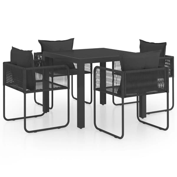 vidaXL 5-delt rattan PVC havemøbelsæt, sort