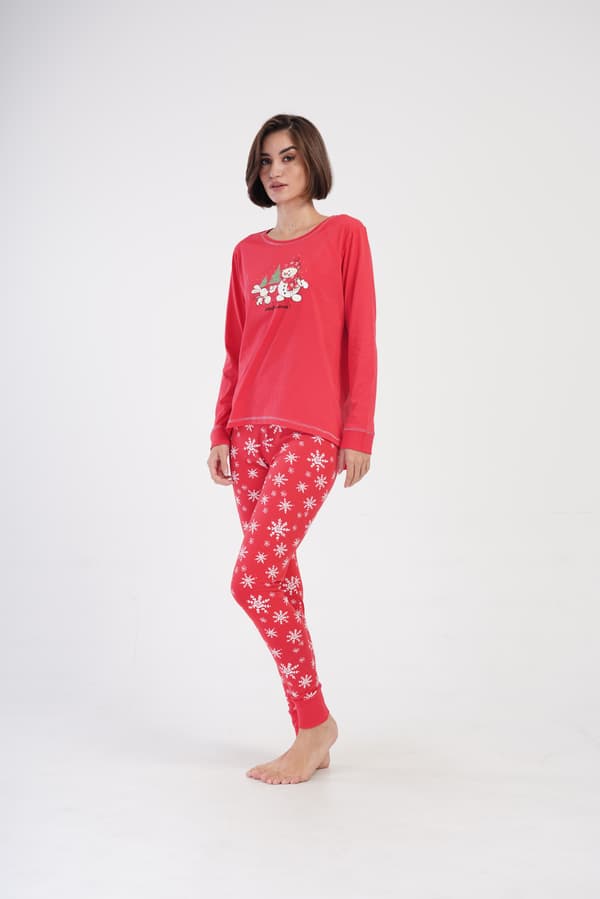 Dampyjamas i bomull, långärmad, julbekväm, L Vienetta soft