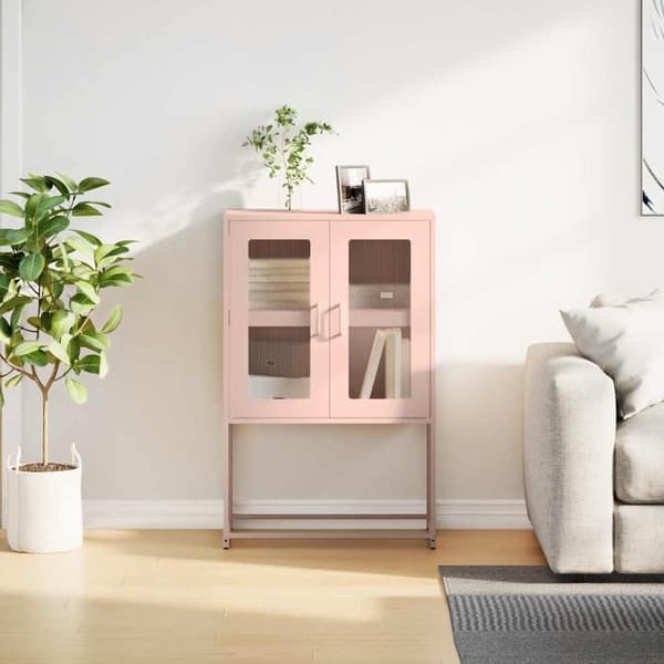 vidaXL høj kommode lyserød 68x39x107 cm stål