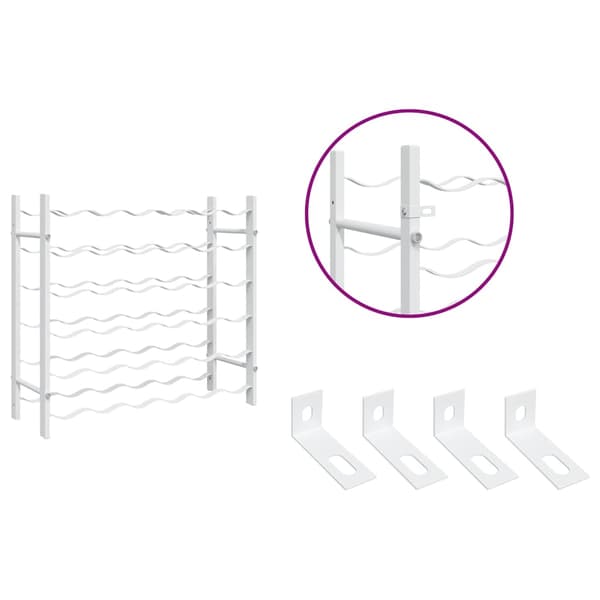 vidaXL 36 pullon viinipulloteline valkoinen metalli