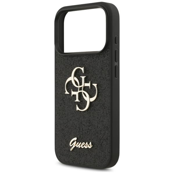 Guess Fixed Glitter Big 4G -suojakuori iPhone 17 Prolle, musta