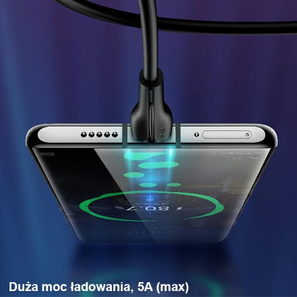 USAMS U38 USB-A til USB-C 5A hurtigopladerkabel til OPPO/HUAWEI 1m sort