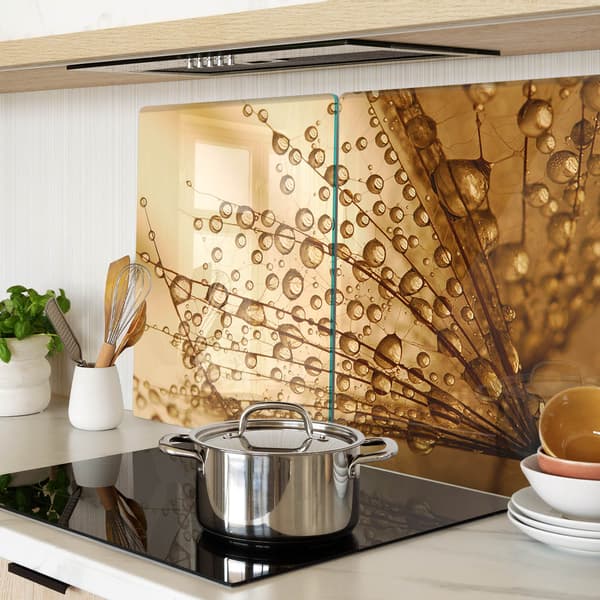 Dekorative glas-snackbrætter med mælkebøtter 2x40x52 cm
