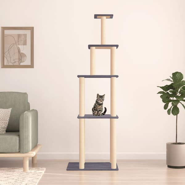 vidaXL kradsetræ til katte med sisalstolper, mørkegrå, 183 cm