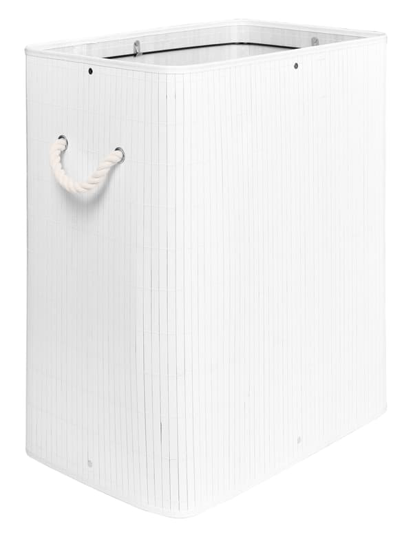 SOREN 80L tvättkorg i bambu med lock, vit
