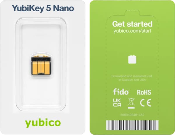 Yubico YubiKey 5 Nano USB-A Sort Sikkerhedsnøgle