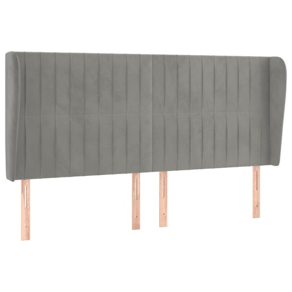 vidaXL Siivekäs sängynpääty vaaleanharmaa 203x23x118/128 cm sametti