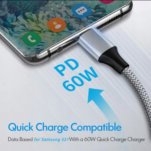 Sort USB-C / USB-C 5M kabel (5 meter) USB C - USB C 6A