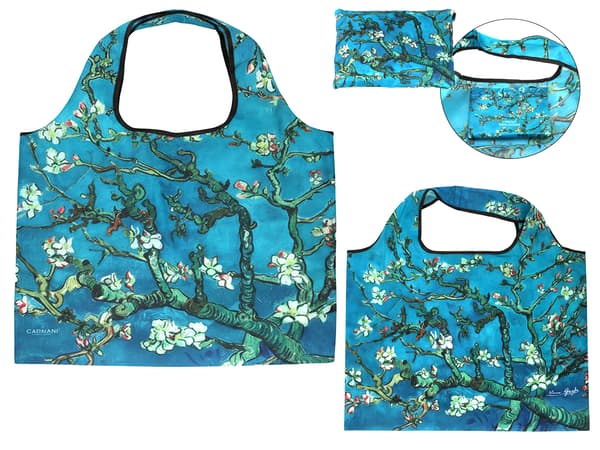 Carmani, polyester, foldbar indkøbspose 40x70cm - VAN Gogh/Blomstrende mandeltræ