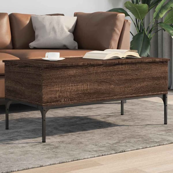 vidaXL sofabord brunt egetræ 100x50x45 cm
