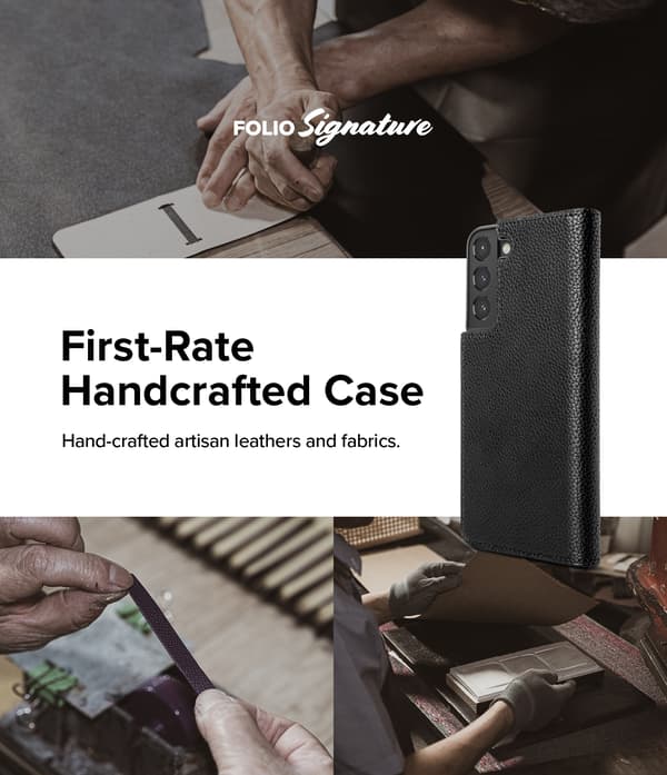 Læder Flip-etui til Galaxy S22+ Folio Signature Sort