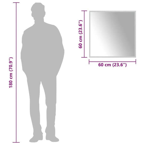 vidaXL Badrumsspegel med LED, 60x60 cm