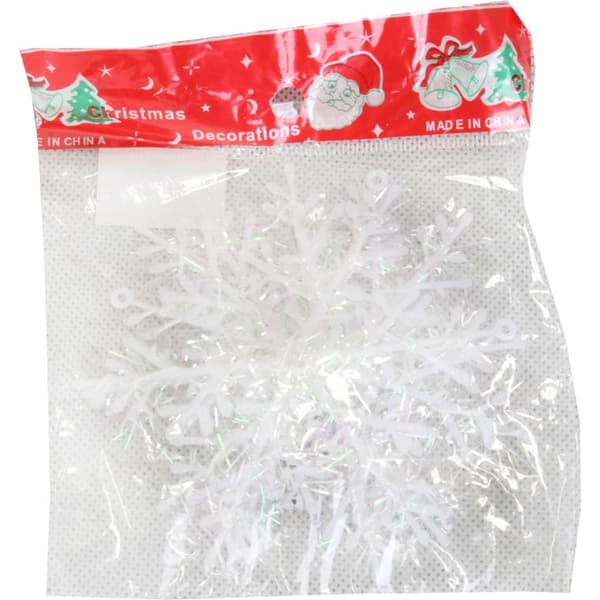Julhænge glimmerende snefnug 12 cm, hvid